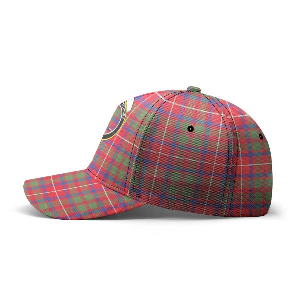 Shaw Red Modern Tartan Crest Classic Cap For Sale - Image 3