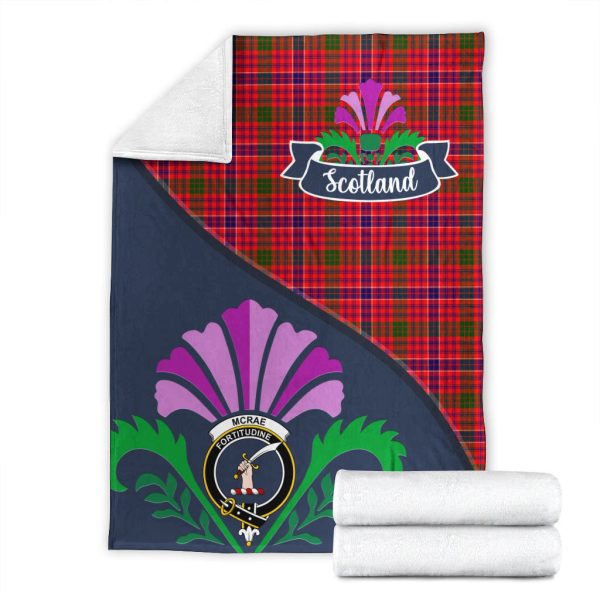McRae Modern Tartan Crest Premium Blanket - Thistle Style Discount