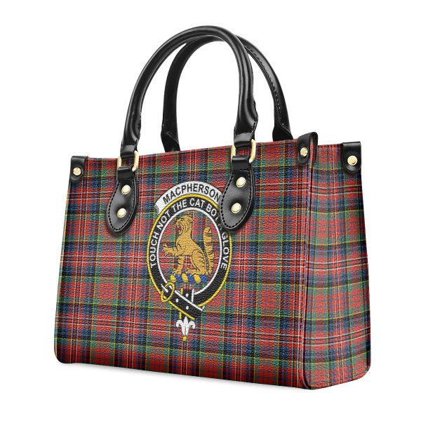 MacPherson Ancient Tartan Crest Leather Handbag Online Sale - Image 3