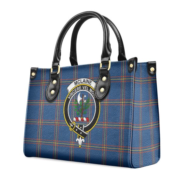 McLaine of Loch Buie Hunting Ancient Tartan Crest Leather Handbag Cheap - Image 3