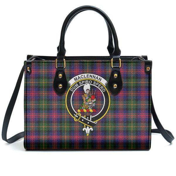 MacLennan Modern Tartan Crest Leather Handbag Online now - Image 2
