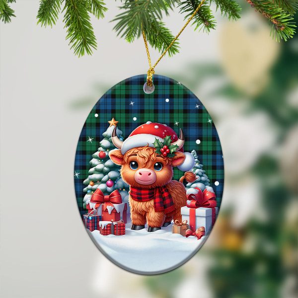 Black Watch Ancient Tartan Christmas Ceramic Ornament - Highland Cow Winter Style For Sale - Image 3