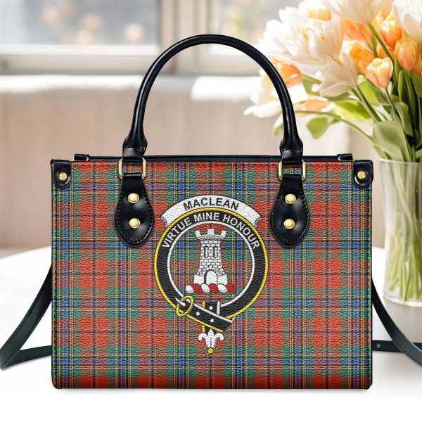 MacLean of Duart Ancient Tartan Crest Leather Handbag Fashion
