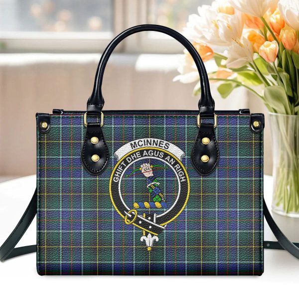 McInnes Modern Tartan Crest Leather Handbag For Discount