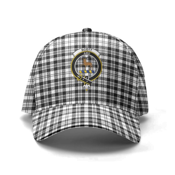 Scott Black & White Modern Tartan Crest Classic Cap Cheap