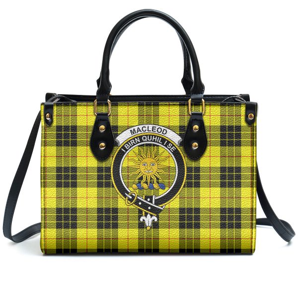 MacLeod of Lewis Modern Tartan Crest Leather Handbag For Sale - Image 2