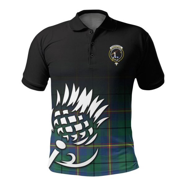 Carmichael Ancient Tartan Crest Polo Shirt - Thistle Black Style Online now