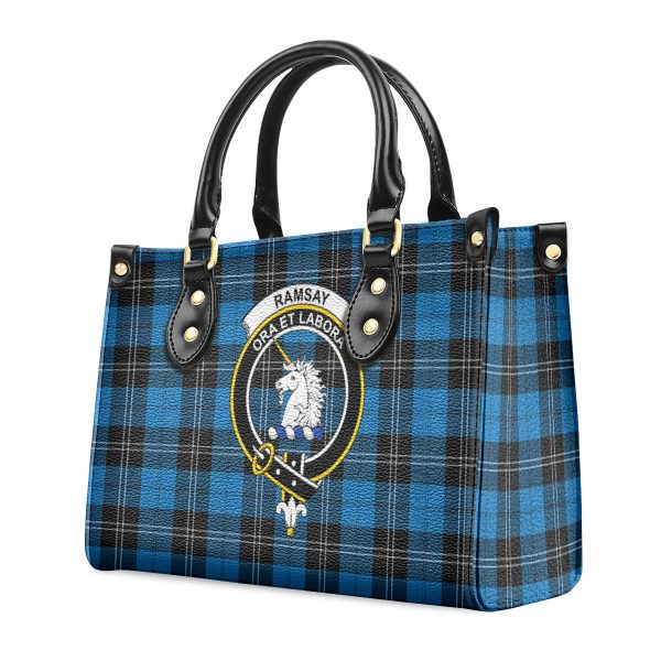 Ramsay Blue Ancient Tartan Crest Leather Handbag Online Sale - Image 3