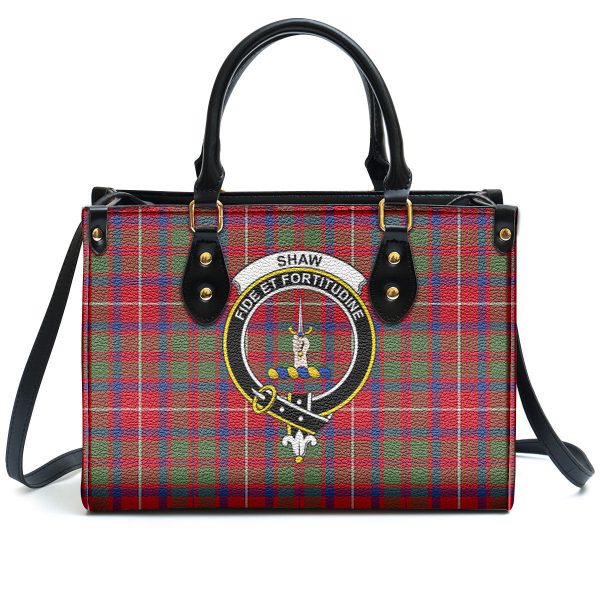 Shaw Red Modern Tartan Crest Leather Handbag Online now - Image 2