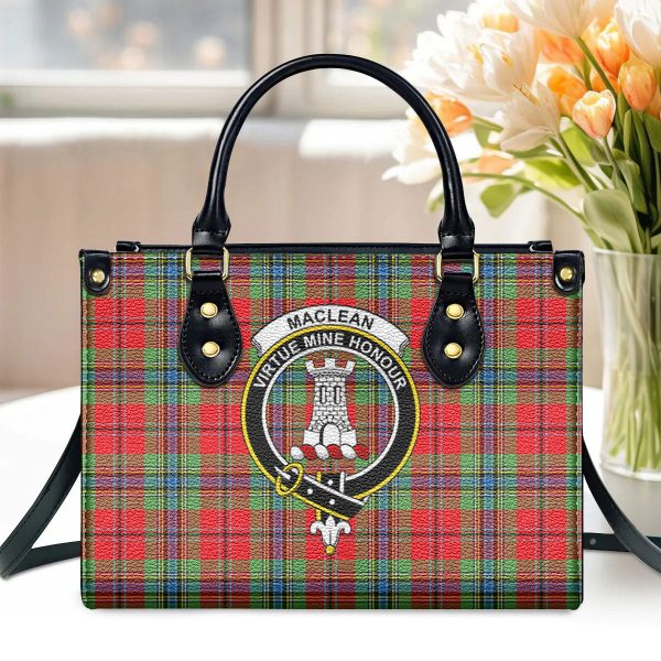 MacLean of Duart Modern Tartan Crest Leather Handbag Cheap