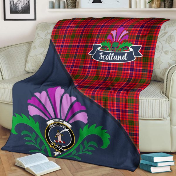 McRae Modern Tartan Crest Premium Blanket - Thistle Style Discount - Image 2