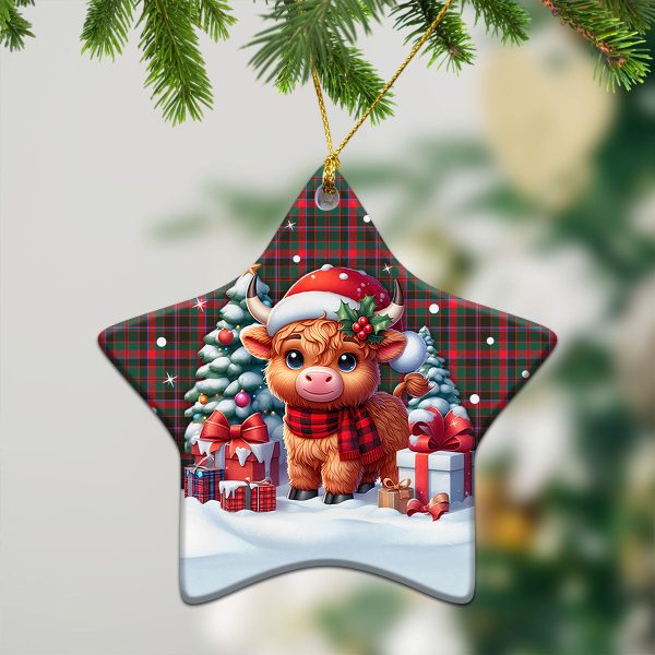 Cumming Hunting Modern Tartan Christmas Ceramic Ornament - Highland Cow Winter Style Supply - Image 4