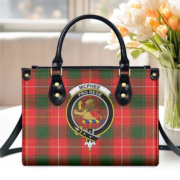 McPhee Tartan Crest Leather Handbag Discount