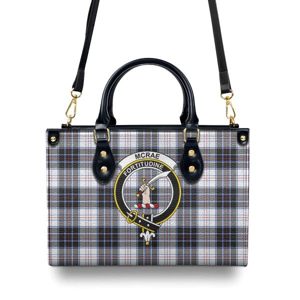 McRae Dress Modern Tartan Crest Leather Handbag Online now - Image 4