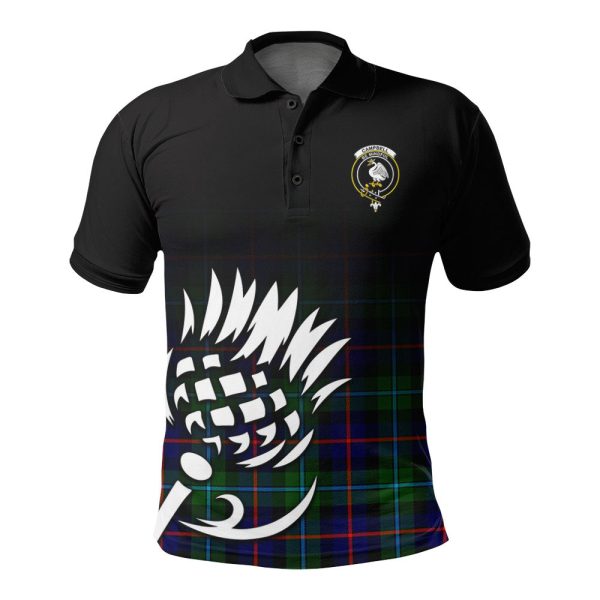 Campbell of Cawdor Modern Tartan Crest Polo Shirt - Thistle Black Style Online