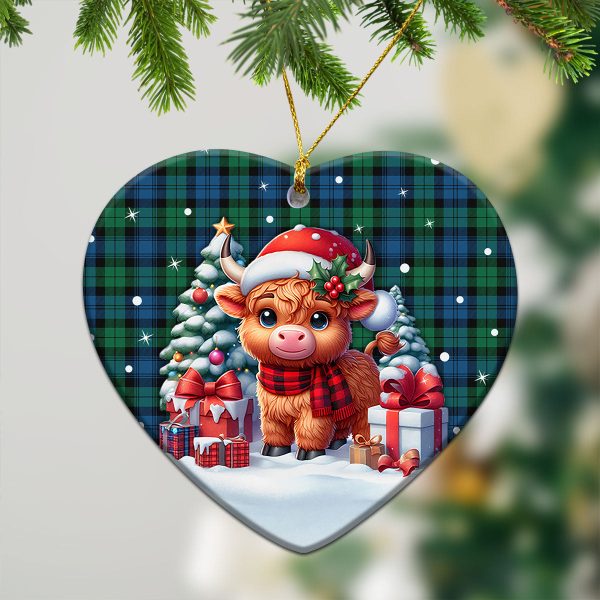 Black Watch Ancient Tartan Christmas Ceramic Ornament - Highland Cow Winter Style For Sale - Image 5