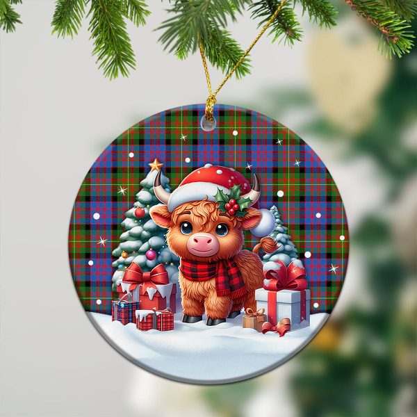 Carnegie Ancient Tartan Christmas Ceramic Ornament - Highland Cow Winter Style For Sale - Image 2