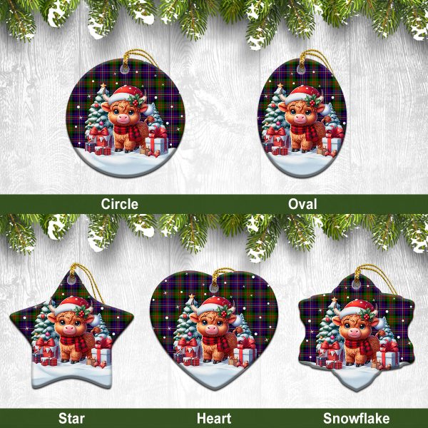 Cameron of Erracht Modern Tartan Christmas Ceramic Ornament - Highland Cow Winter Style Fashion