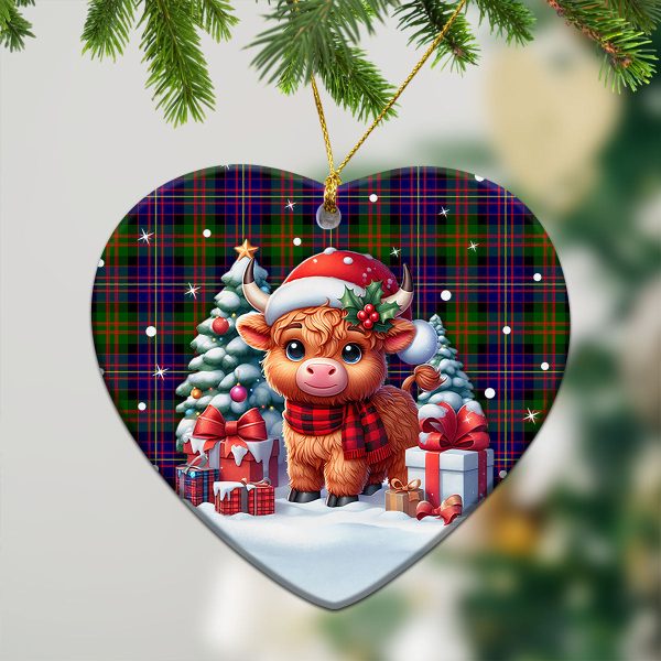 Cameron of Erracht Modern Tartan Christmas Ceramic Ornament - Highland Cow Winter Style Fashion - Image 5