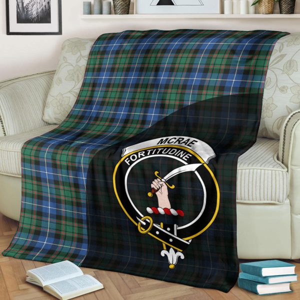 McRae Hunting Ancient Tartan Crest Blanket Wave Style Online now - Image 2