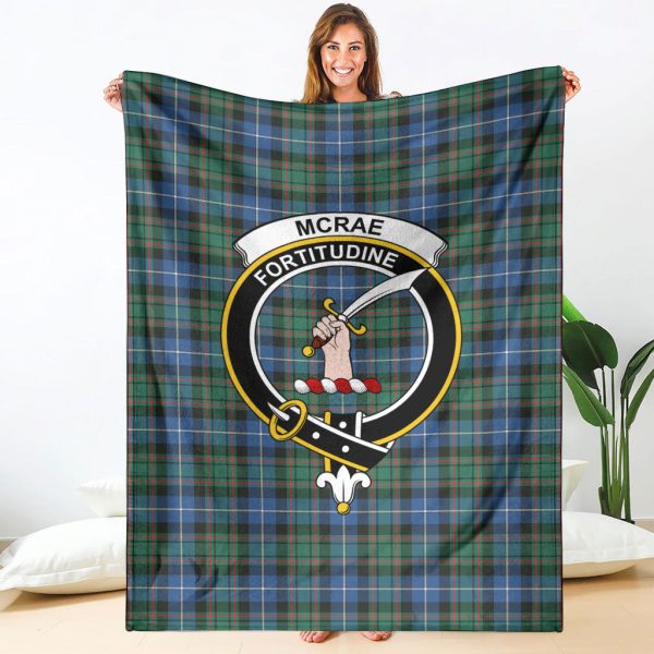 McRae Hunting Ancient Tartan Crest Blanket Sale - Image 4