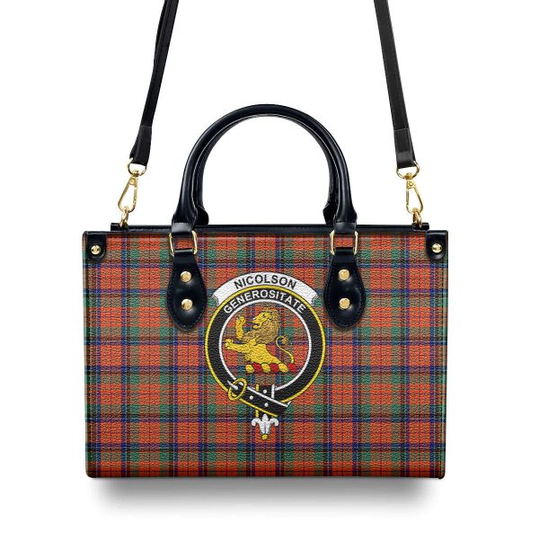 Nicolson Ancient Tartan Crest Leather Handbag Online Sale - Image 4