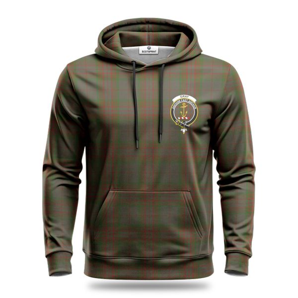 Gray Tartan Crest Hoodie For Discount - Image 2