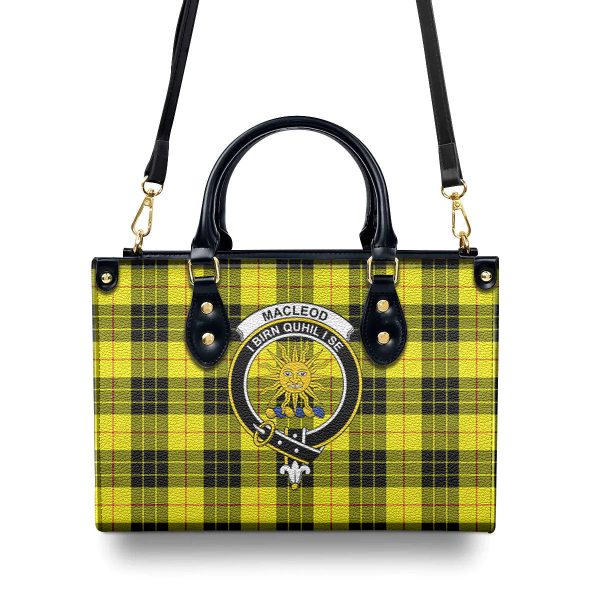 MacLeod of Lewis Modern Tartan Crest Leather Handbag For Sale - Image 4
