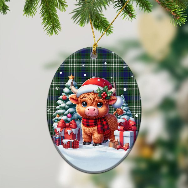 Blyth Tartan Christmas Ceramic Ornament - Highland Cow Winter Style Fashion - Image 3