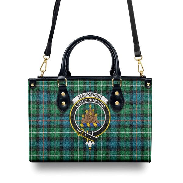 MacKenzie Ancient Tartan Crest Leather Handbag Online - Image 4