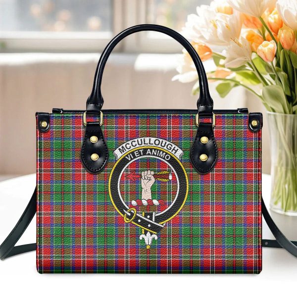 McCullough Tartan Crest Leather Handbag For Sale