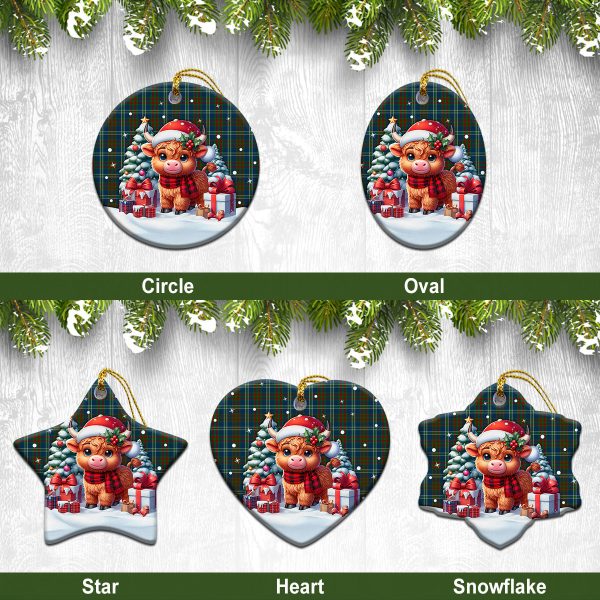 Cathcart Tartan Christmas Ceramic Ornament - Highland Cow Winter Style Discount