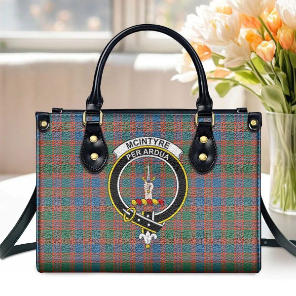 McIntyre Ancient Tartan Crest Leather Handbag Online Sale
