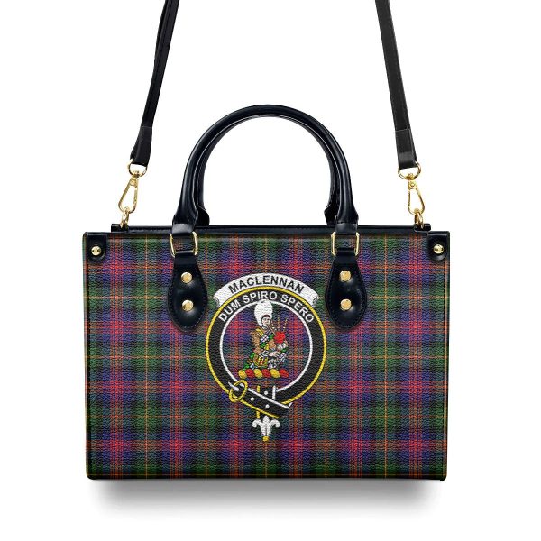 MacLennan Modern Tartan Crest Leather Handbag Online now - Image 4