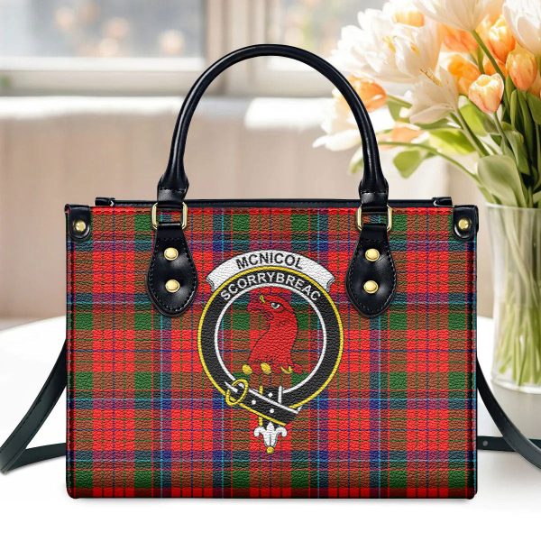 McNicol (of Scorrybreac) Tartan Crest Leather Handbag Online now