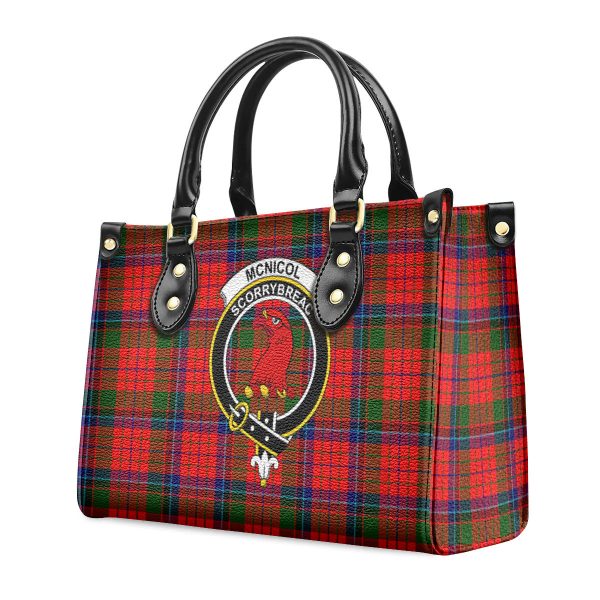 McNicol (of Scorrybreac) Tartan Crest Leather Handbag Online now - Image 3