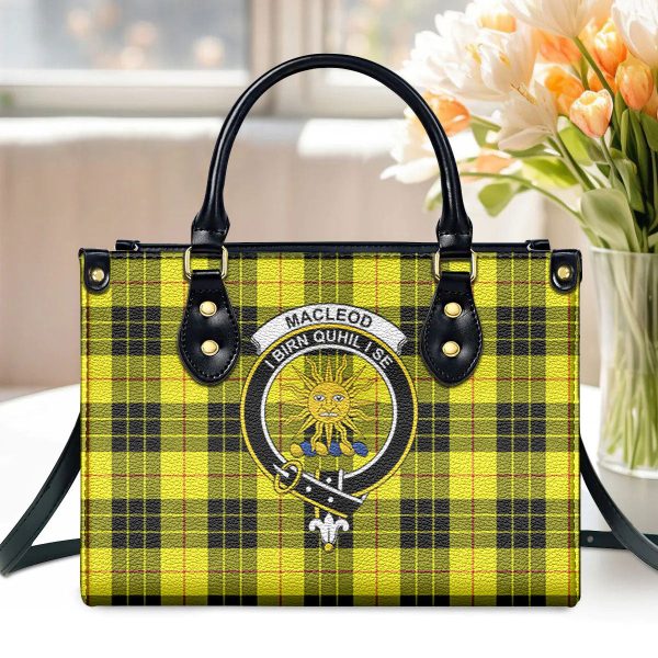 MacLeod of Lewis Modern Tartan Crest Leather Handbag For Sale