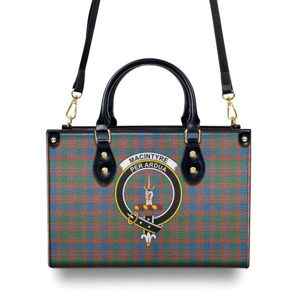 MacIntyre Ancient Tartan Crest Leather Handbag Online - Image 4