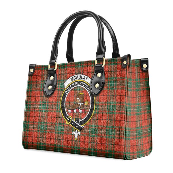 McAulay Ancient Tartan Crest Leather Handbag Supply - Image 3