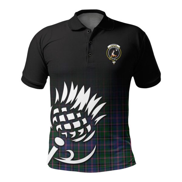 Cooper Tartan Crest Polo Shirt - Thistle Black Style on Sale