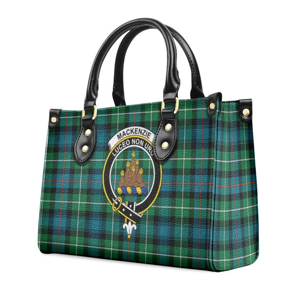 MacKenzie Ancient Tartan Crest Leather Handbag Online - Image 3