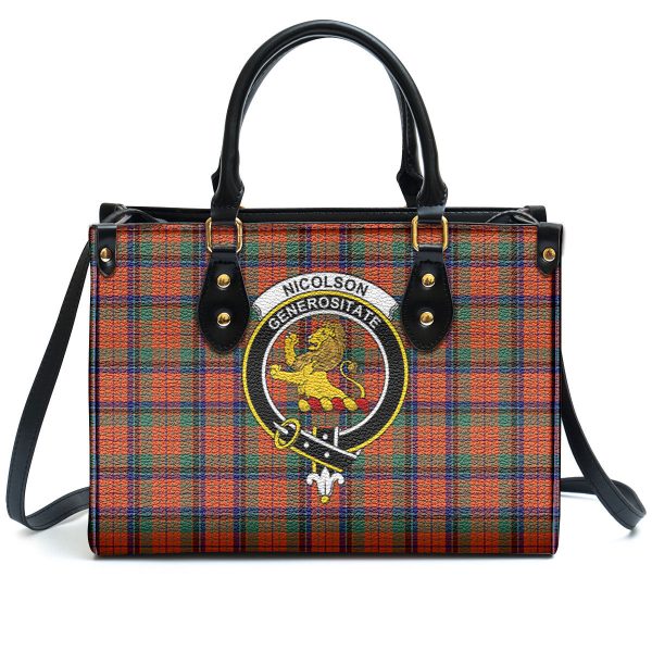 Nicolson Ancient Tartan Crest Leather Handbag Online Sale - Image 2