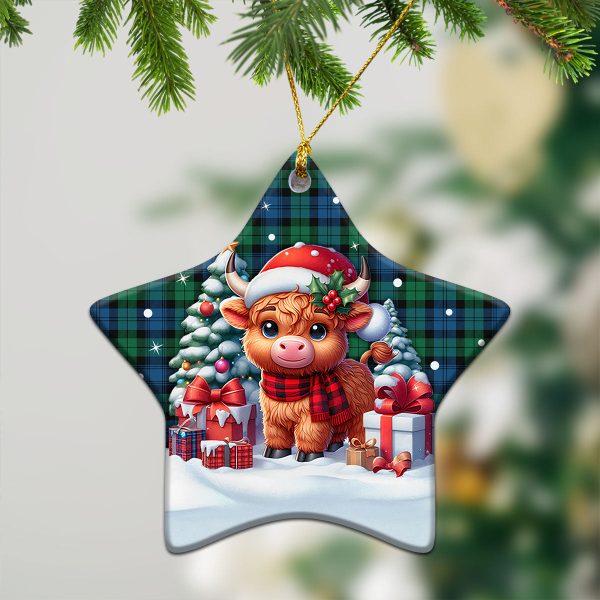 Black Watch Ancient Tartan Christmas Ceramic Ornament - Highland Cow Winter Style For Sale - Image 4