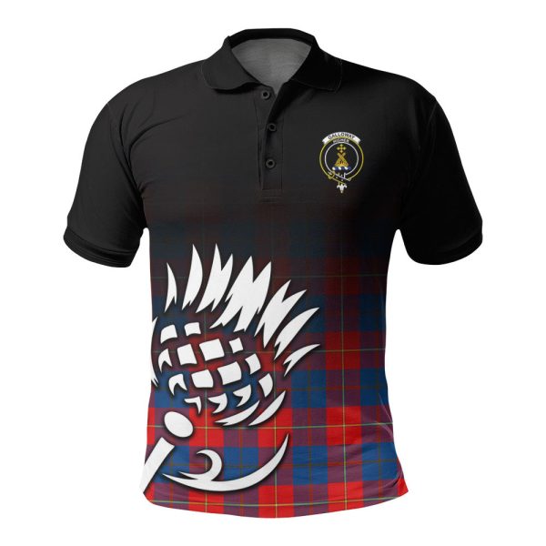 Galloway Red Tartan Crest Polo Shirt - Thistle Black Style Discount