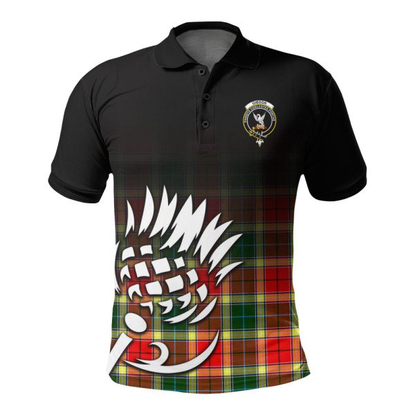Gibson Tartan Crest Polo Shirt - Thistle Black Style Online now