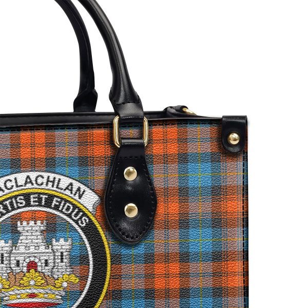 MacLachlan Ancient Tartan Crest Leather Handbag Online Sale - Image 5