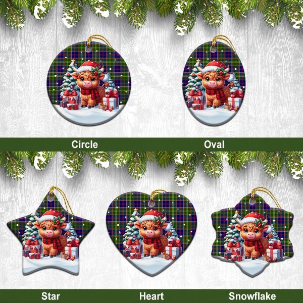 Arnott Tartan Christmas Ceramic Ornament - Highland Cow Winter Style Discount