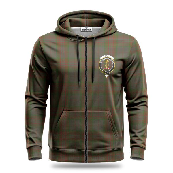 Gray Tartan Crest Hoodie For Discount - Image 3