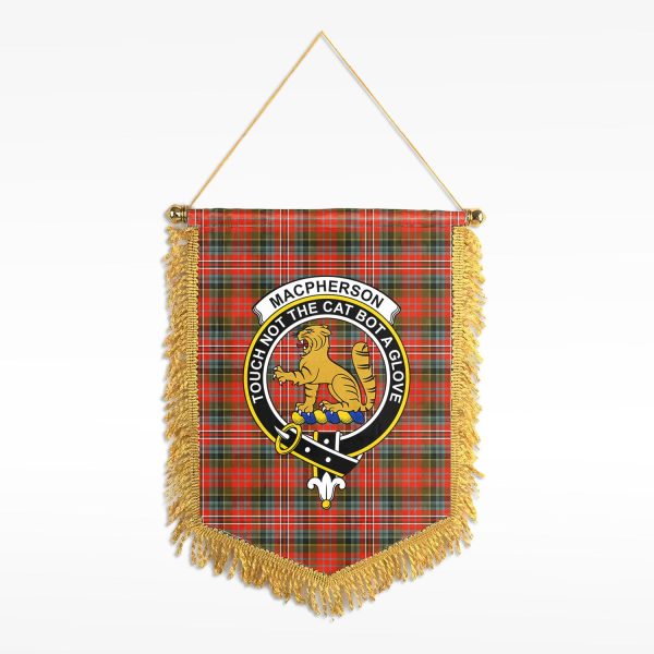 MacPherson Weathered Tartan Crest Wall Hanging Banner For Discount