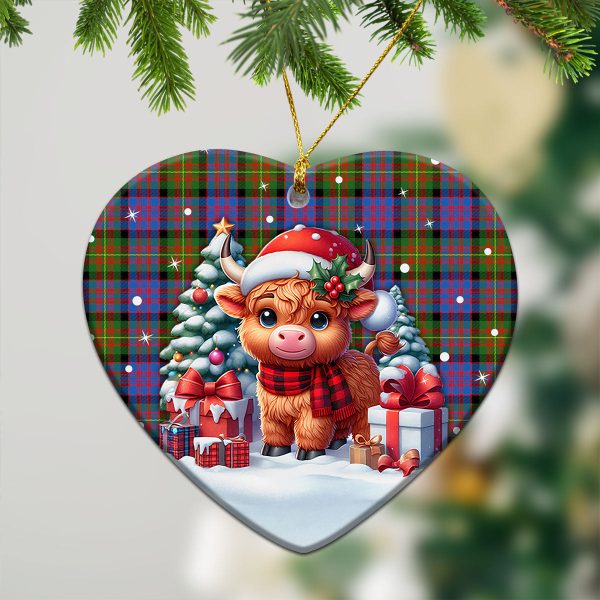 Carnegie Ancient Tartan Christmas Ceramic Ornament - Highland Cow Winter Style For Sale - Image 5